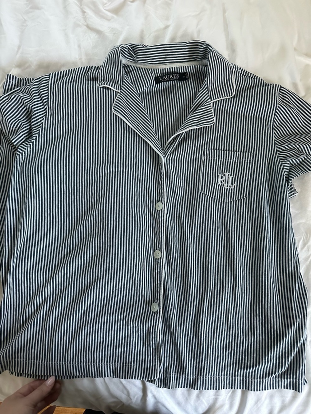 Ralph Lauren Navy and White Striped Shirt - Lauren Label - Picture 2 of 3